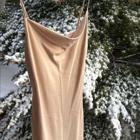 Birdy Grey Cowl Neck Elegant Tan Cream silk satin dress size medium - Picture 7 of 9